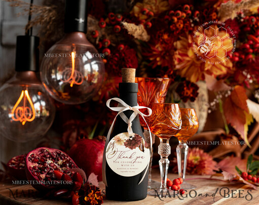TEMPLETT Hochzeitsdrucksachen Boho Herbst Runde Favoriten-Tag Vorlage, Rustikale Favoriten-Tag Vorlage, Bearbeitbare Dankeschön-Tag, Druckbare Hochzeitsgeschenketiketten, Geschenke Partyetiketten, Fal1