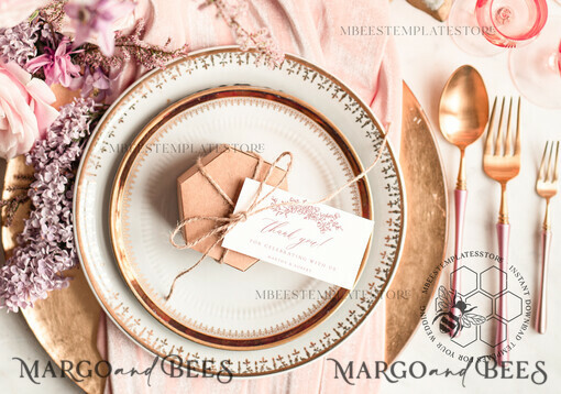 TEMPLETT wedding stationery Elegant Favor Tag Template, Greenery  Favor Tag Template, Editable Thank You Tag, Printable Wedding Gift Tags, Party Tags, WRoses8