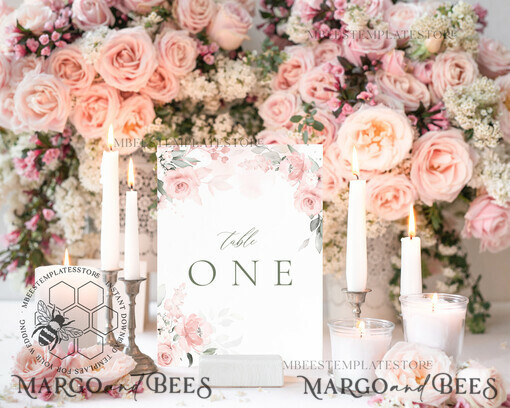 TEMPLETT wedding stationery Floral table number template, table numbers editable, Instant download Modern table numbers, Garden table number  Printable, WRom1