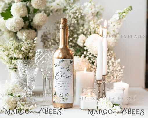 TEMPLETT wedding stationery Sage Green wine label wedding template, wine label weddings editable, Instant download Modern wine label weddings, Garden wine label wedding Printable, WRoses55