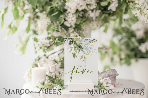 TEMPLETT wedding stationery Sage Green table number template, table numbers editable, Instant download Modern table numbers, Garden table number  Printable, WGreen4