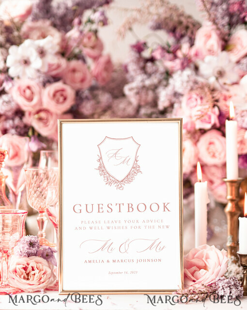 TEMPLETT wedding signs Boho Guestbook Wedding Sign template, Instant download Rustic Wedding Guest book Sign, Guestbook  Printable, Minimalist  Sign, WRoses8