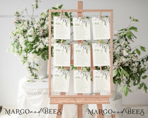TEMPLETT wedding signs Wedding Seating Chart Cards Template, Printable Seating Chart Wedding Cards , Printable Editable Table Plan Cards Templett INSTANT Download WGreen4
