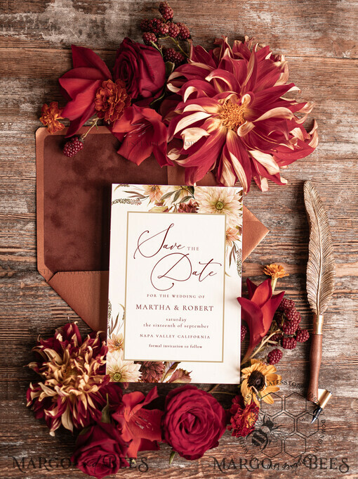 TEMPLETT save the date fall rust terracotta Boho save the date card template, Elegant Instant download save the date card, Rustic Cards Set Printable, Fine art Save Our Date