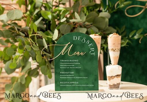 TABLE DECOR SIGNS Velvet table Numbers and Decor Green Velvet Arch dessert menu, Green Candy Sign, Gold Plexi Table Arch wedding dessert menu, Luxury Wedding Table Decor, 