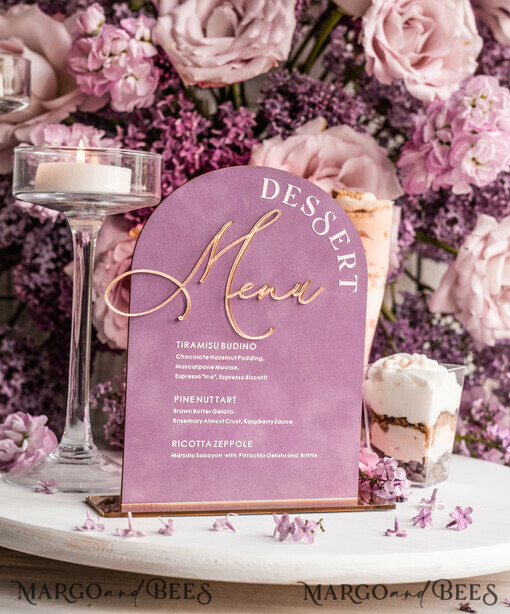 TABLE DECOR SIGNS Velvet table Numbers and Decor Mauve Velvet Arch dessert menu, Dusty Rose Candy Sign, Gold Plexi Table Arch wedding dessert menu, Luxury Wedding Table Decor,  MvS