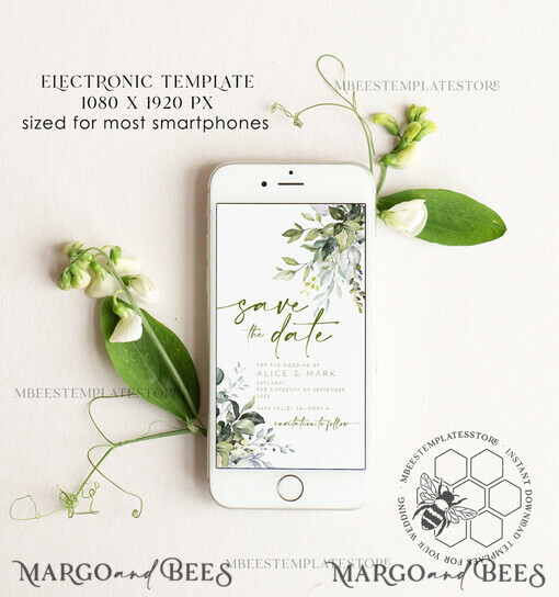 TEMPLETT digital invitation Electronic Save the Date template, SmartPhone Save the Date Editable Template, Picture Save the Date Evite Template, personalised Digital Save the Date. Smartphone Electronic Save the Date