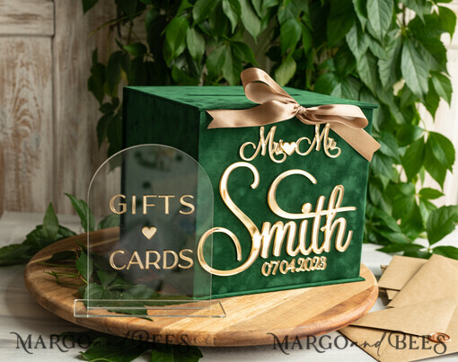  CARD BOXES velvet card boxes Garden Wedding Card Box Gift Card Box & arch Sign Set , Velvet green wedding wishing well money gift card box, Personalized Wedding Card Box, Greenery Luxury Card Box, Wedding Card Box with Lid, Emerald Wedding Money Box, Garden Wedding Card Box