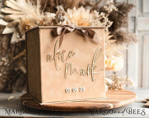  CARD BOXES velvet card boxes Gift Card Box, Velvet Beige wedding wishing well  money gift card box, Personalized Wedding Card Box, Luxury Card Box, Wedding Card Box with Lid, Wedding Money Box, Wedding Card Box