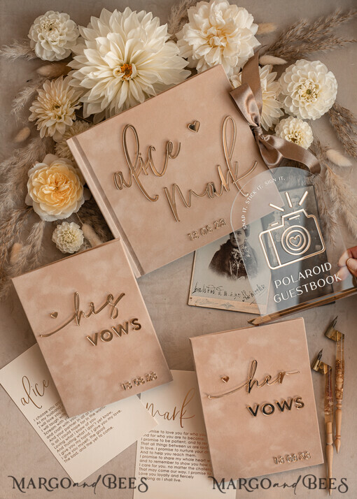 WEDDING GUEST BOOKS Bundle Gustbooks & Vows set Personalised Wedding Guest Book & Custom Made Wedding Vows set of two - Bundle guestbook and vows books 