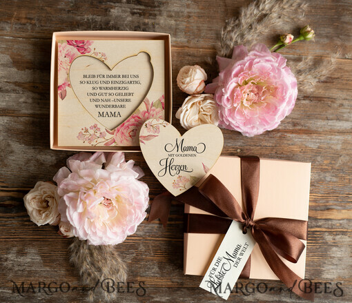 Geschenke zum Muttertag Grußkarten für Mama Holzkarte mit Herz für Mama – Geschenkidee zum Muttertag mit Umschlag & Siegel