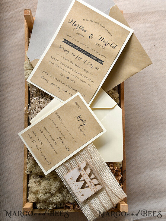 WEDDING INVITATIONS forest / Mountains / woodland theme Wedding invitations cards, rustic barn invites 01/wood/z