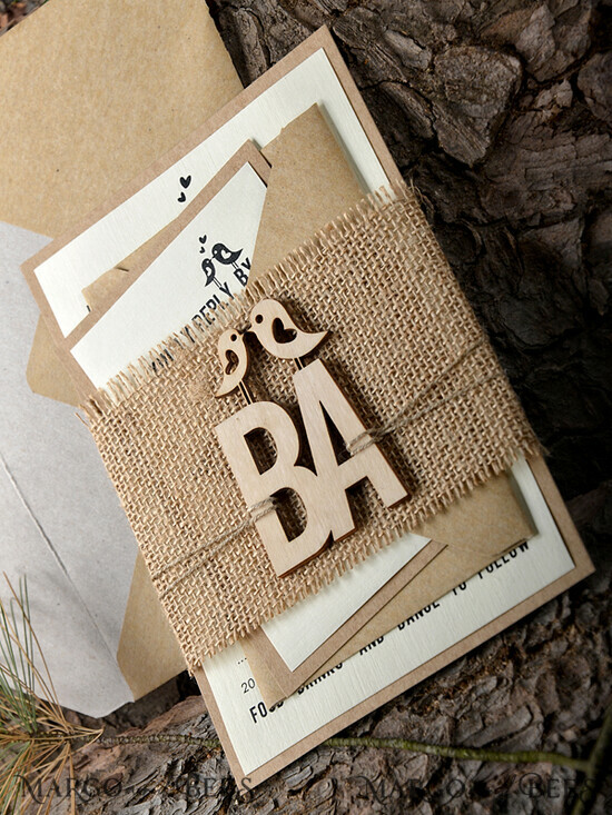 WEDDING INVITATIONS forest / Mountains / woodland theme Wedding invitations custom, wooden invites 07/wood/z