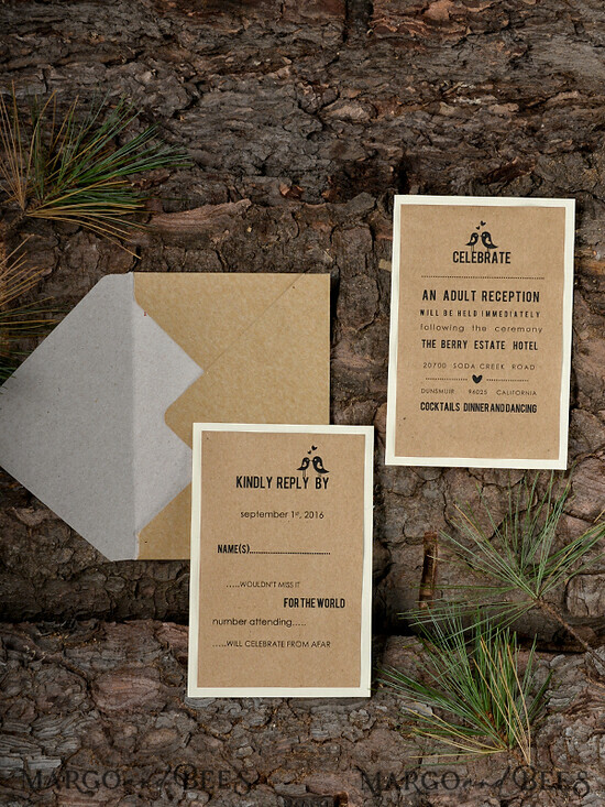 WEDDING INVITATIONS forest / Mountains / woodland theme Custom Wedding invitations, wooden invites 18/wood/z