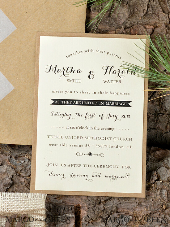 WEDDING INVITATIONS forest / Mountains / woodland theme Unique wedding invitations, rustic wood stationery 23/wood/z