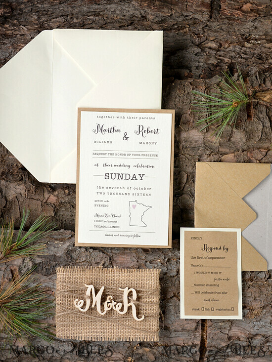 WEDDING INVITATIONS forest / Mountains / woodland theme Wedding invitations suite, rustic invites 31/wood/z