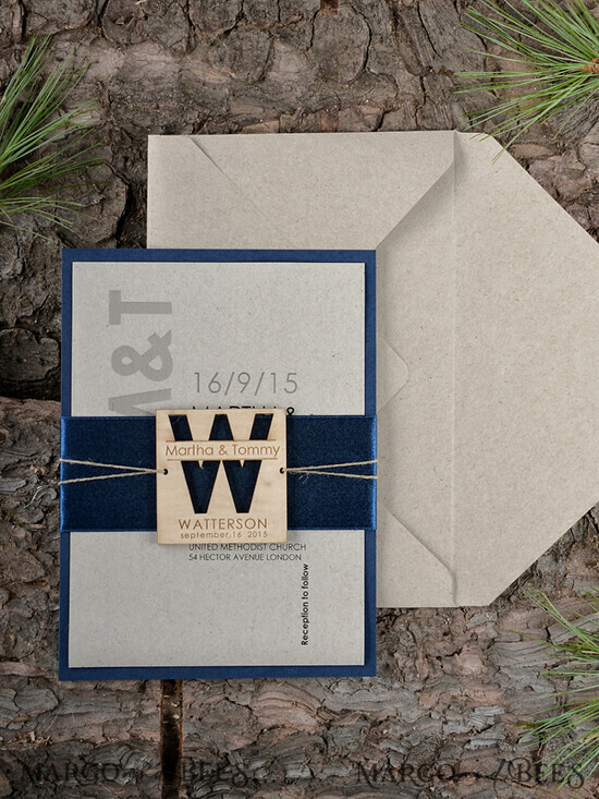 WEDDING INVITATIONS forest / Mountains / woodland theme Wedding invitations custom, natural rustic stationery 40/wood/z