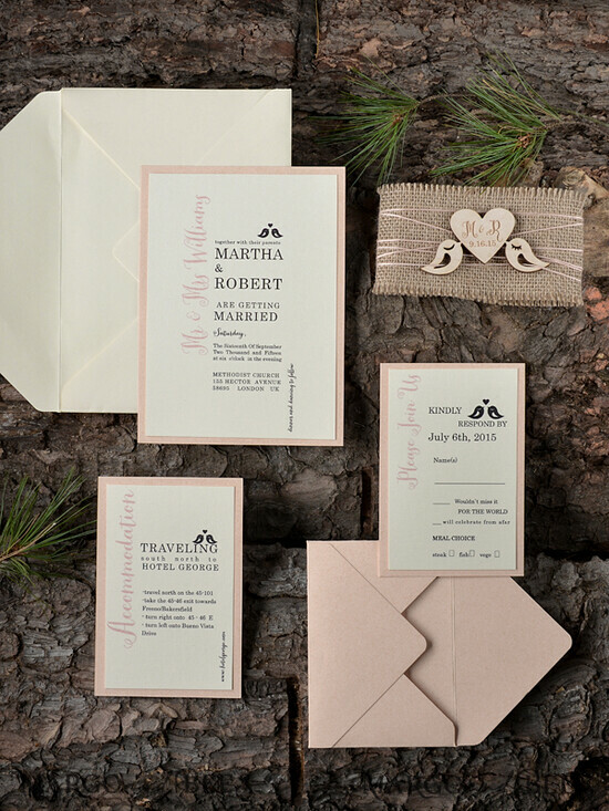 WEDDING INVITATIONS forest / Mountains / woodland theme Affordable wedding invitations, natural rustic stationery 50/wood/z