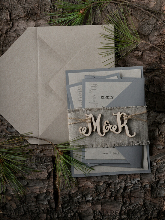WEDDING INVITATIONS forest / Mountains / woodland theme The wedding invitations card, wooden invites 53/wood/z