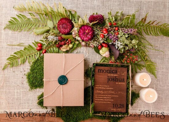 WEDDING INVITATIONS forest / Mountains / woodland theme Best wedding invitations, natural rustic stationery 02/WOODBOX/z