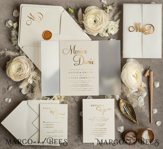 WEDDING INVITATIONS gold / rose gold / silver / glitter Wedding invitations handmade, golden mirror acryl initials Wedding Invitations, Golden Shine Wedding Invitation Suite  01/goldtagAC/z