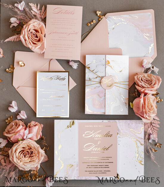 WEDDING INVITATIONS gold / rose gold / silver / glitter Personalised  Marble Wedding invitations, Luxury  Gold Foil Wedding Invitations, Blush Pink Marble Glamour Wedding Invitation Suite, Luxury  Wedding Cards blush Pink Marble 02/goldmar/z