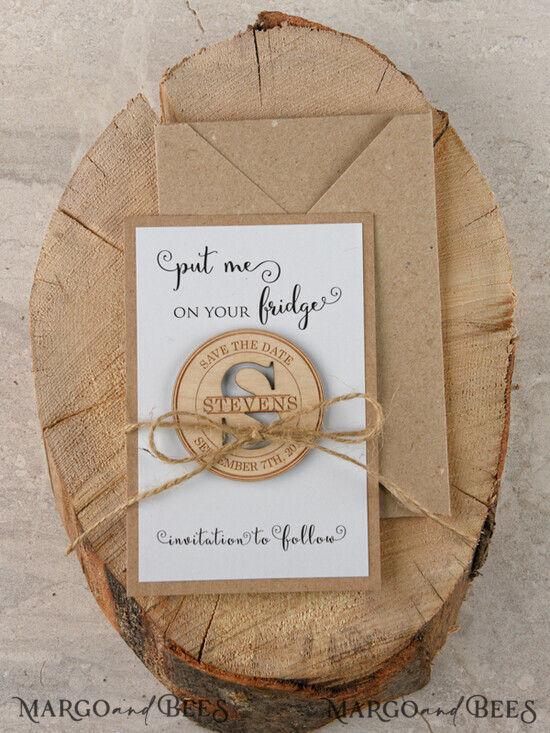 SAVE THE DATES rustic boho magnets Save the date customized set, Rustic Heart magnet 010/mg/std