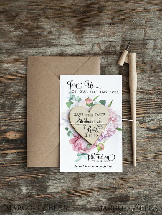 SAVE THE DATES rustic boho magnets Save the date wedding card, Rustic Heart magnet, fridge magnet 01/rstEco/std