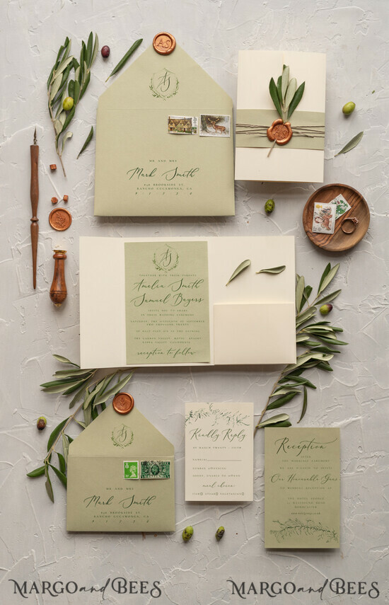 WEDDING INVITATIONS Modern Invites Floral Cards Olives Tuscany Wedding invitations, Elegant Simple wedding invitation Suite • Greek Travel Wedding Stationery • Natural Olives Luxury wedding Invites 01/OL/z