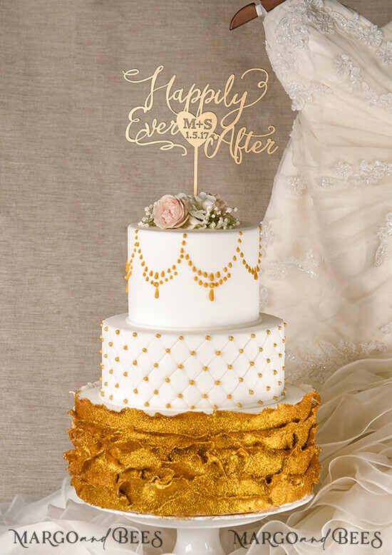 CAKE TOPPER gold cake topper, elegant cake topper 06/gold/CT