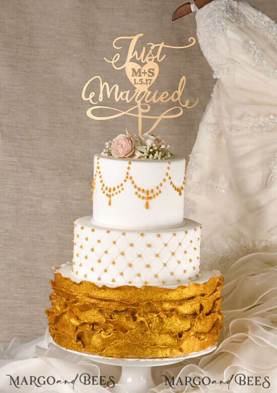 CAKE TOPPER gold topper, elegant cake topper 07/gold/CT
