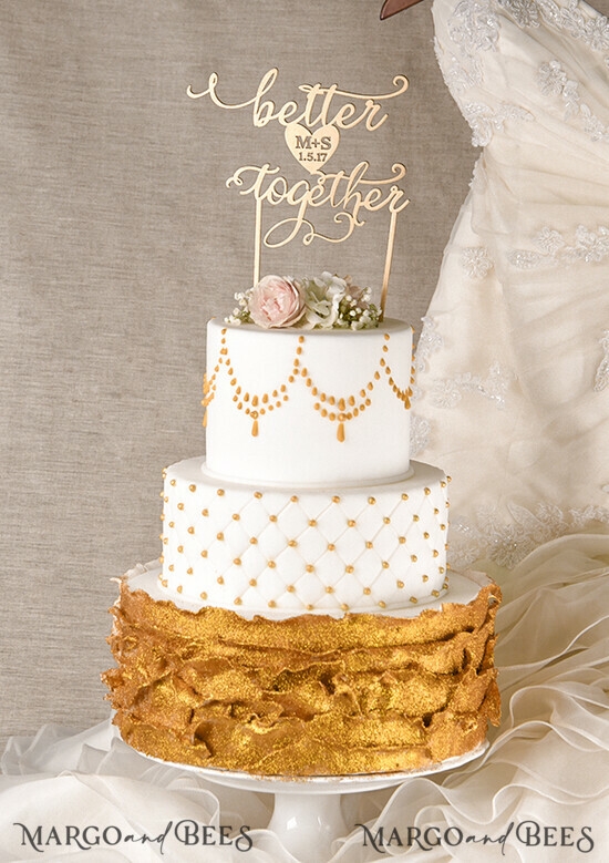 CAKE TOPPER gold wedding cake topper, elegant cake topper 10/gold/CT