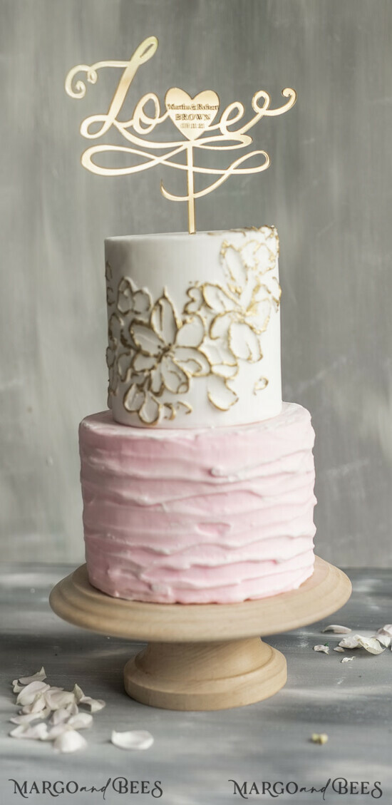 CAKE TOPPER gold wedding cake topper, golden cake topper 21/gold/CT