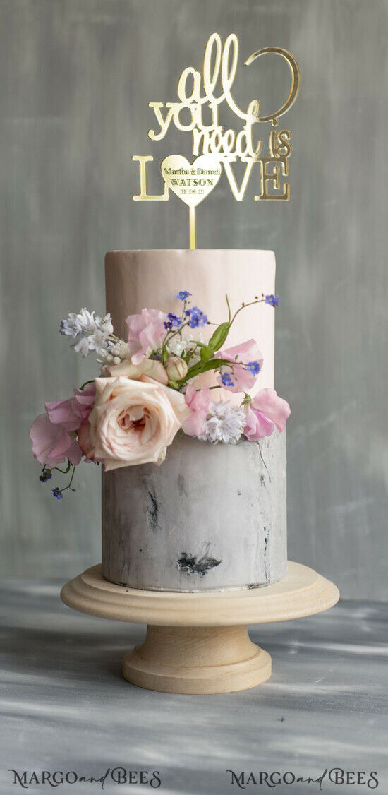 CAKE TOPPER gold cake topper, elegant cake topper 13/gold/CT