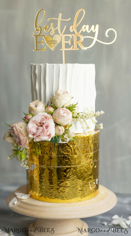 CAKE TOPPER gold topper, elegant cake topper 15/gold/CT