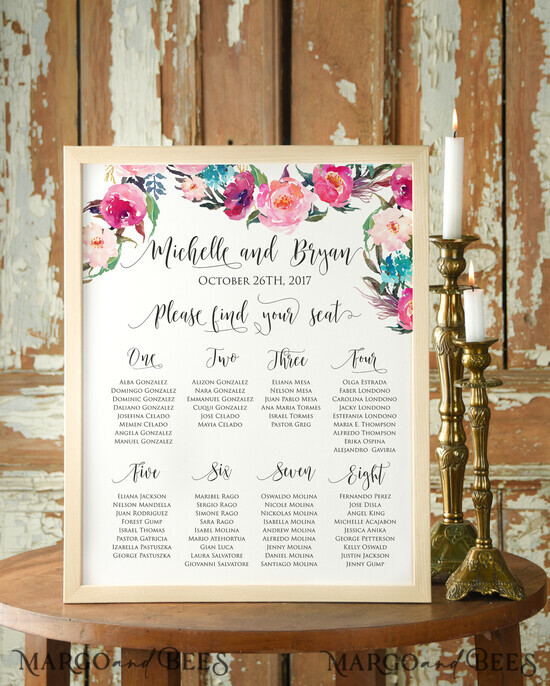 TABLE PLANS AND WEDDING WELCOME SIGNS watercolor table plan 4/Boho/PL