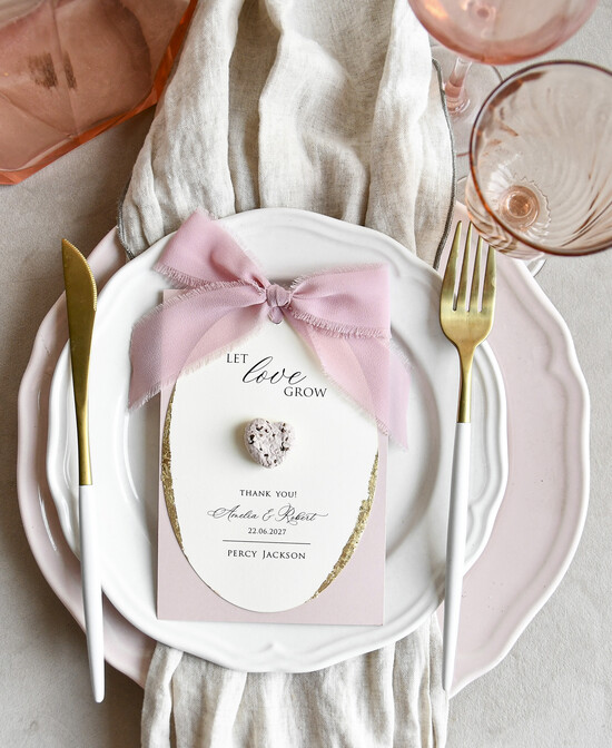 MENU & PROGRAMS romantic 3-in-1 Wedding Menu, Place Card and Plantable Favor Gift | Personalized Let Love Grow Wedding Favor 01/3in1/m