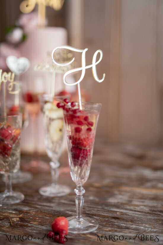 CAKE TOPPER drink toppers wedding cake topper, drink labels 5/acrylo/ST