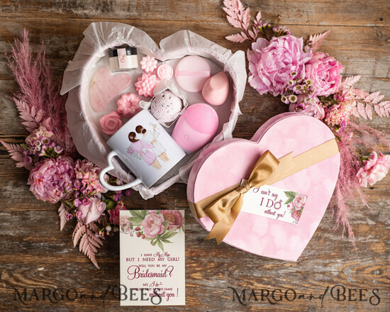 BRIDESMAID/BEST MAN BOX WILL YOU BE MY BRIDESMAID Bridesmaid Proposal  Velvet heart Box, Will You Be My Bridesmaid Gift, Will you be My Maid of Honor Proposal Gift Box Set with mug  02/KOSheart/bridesmaid