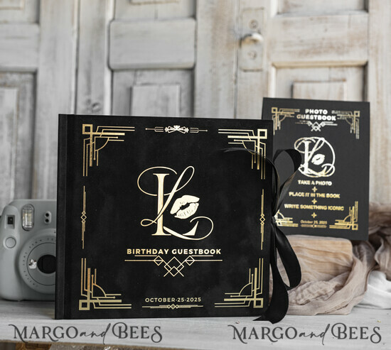 WEDDING GUEST BOOKS Velvet Instax Guestbook Black Art Novou Instax velvet Wedding GuestBook, Great Gatsby Instant Wedding Guest Book, Polaroid velvet Guestbook 50/VelvetGG/kwg