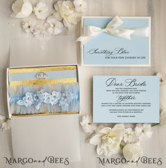 BRIDE bolero, robes, garter GARTER FOR BRIDE Set of Two gartes, personalised wedding garter in box, something blue tulle garter & personalised toss set, garter for bride, 12/grTulg/GRSet