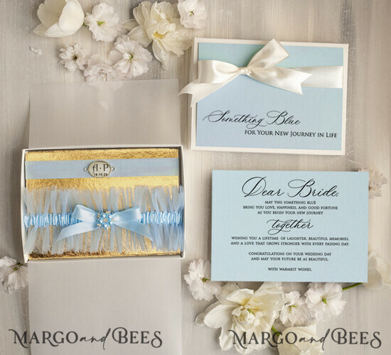 BRIDE bolero, robes, garter GARTER FOR BRIDE Set of Two gartes, personalised wedding garter in box, something blue tulle garter & personalised toss set, garter for bride, 15/grTulg/GRSet