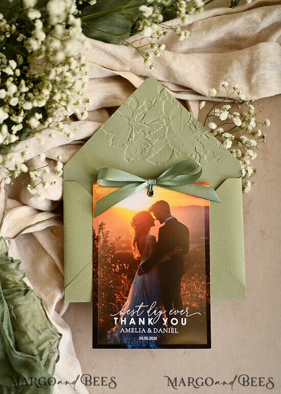 THANK YOU CARDS photo gold vellum plexi Printed vellum Wedding Photo Thank You Cards, Modern Wedding Thank You Cards with Photo, Minimalist Thank You Cards Wedding 10/VelMgld/Thcard