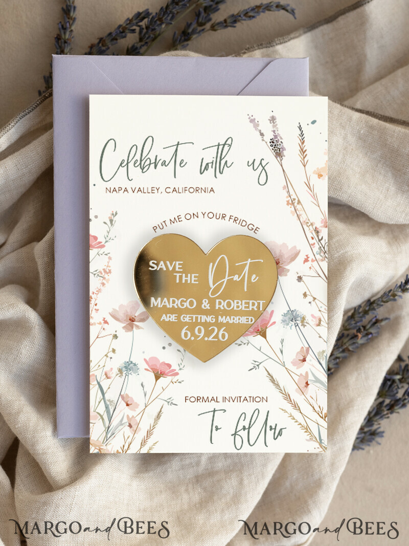 SAVE THE DATES acrylic gold magnets Personalised Gold Acrylic Save the Date Magnet and Boho Card, Gold Wedding Save The Dates Plexi Magnets, Wedding Boho Save The Date Cards
