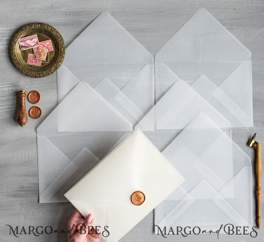 WEDDING INVITATIONS Velvet Envelopes  vellum Handmade envelopes transparent envelope for invitations, handmade Craft Envelopes for Wedding cards