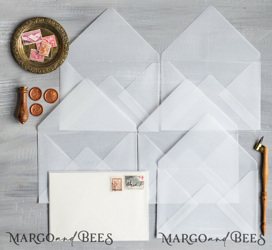 WEDDING INVITATIONS Velvet Envelopes  vellum Handmade envelopes transparent envelope for invitations, handmade Craft Envelopes for Wedding cards