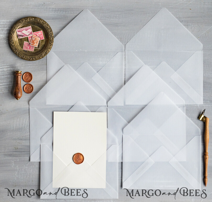 WEDDING INVITATIONS Velvet Envelopes  vellum Handmade envelopes transparent envelope for invitations, handmade Craft Envelopes for Wedding cards