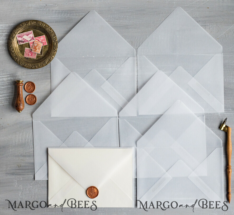 WEDDING INVITATIONS Velvet Envelopes  vellum Handmade envelopes transparent envelope for invitations, handmade Craft Envelopes for Wedding cards