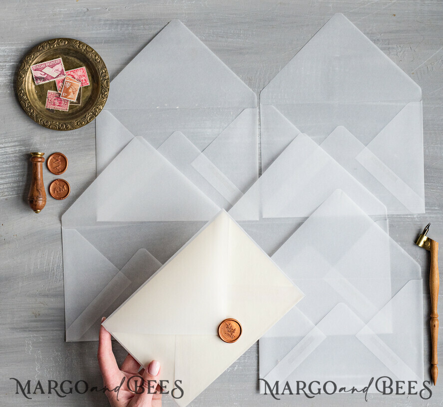 WEDDING INVITATIONS Velvet Envelopes  vellum Handmade envelopes transparent envelope for invitations, handmade Craft Envelopes for Wedding cards