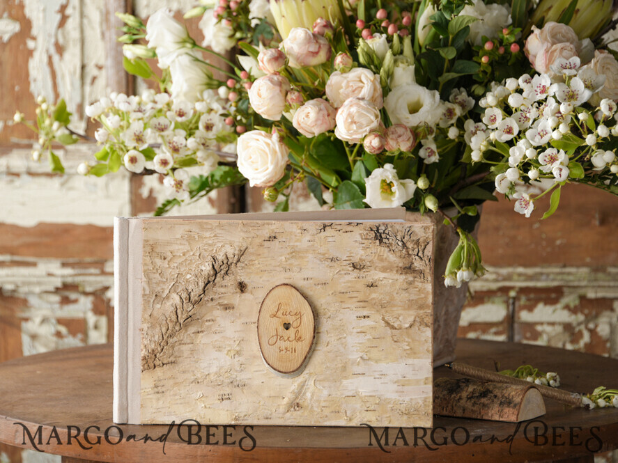 WEDDING GUEST BOOKS Wooden Rustic Guestbooks Custom Wedding Guestbook, Wooden Album Boho Photo Booth Engraved Wood Book Boho Instant Photo Book